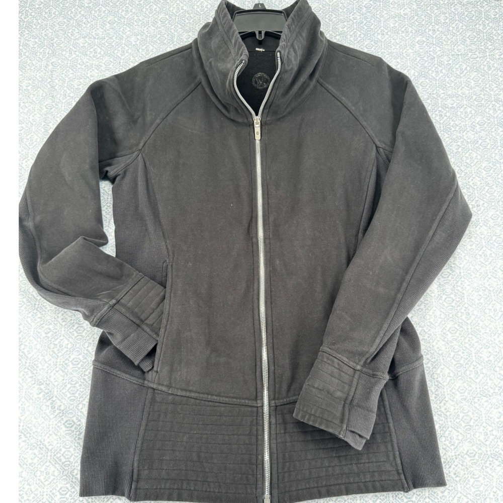 Lululemon Scuba Full Zip Jacket Black Fleece Funnel Neck Size 12 W4AOPS